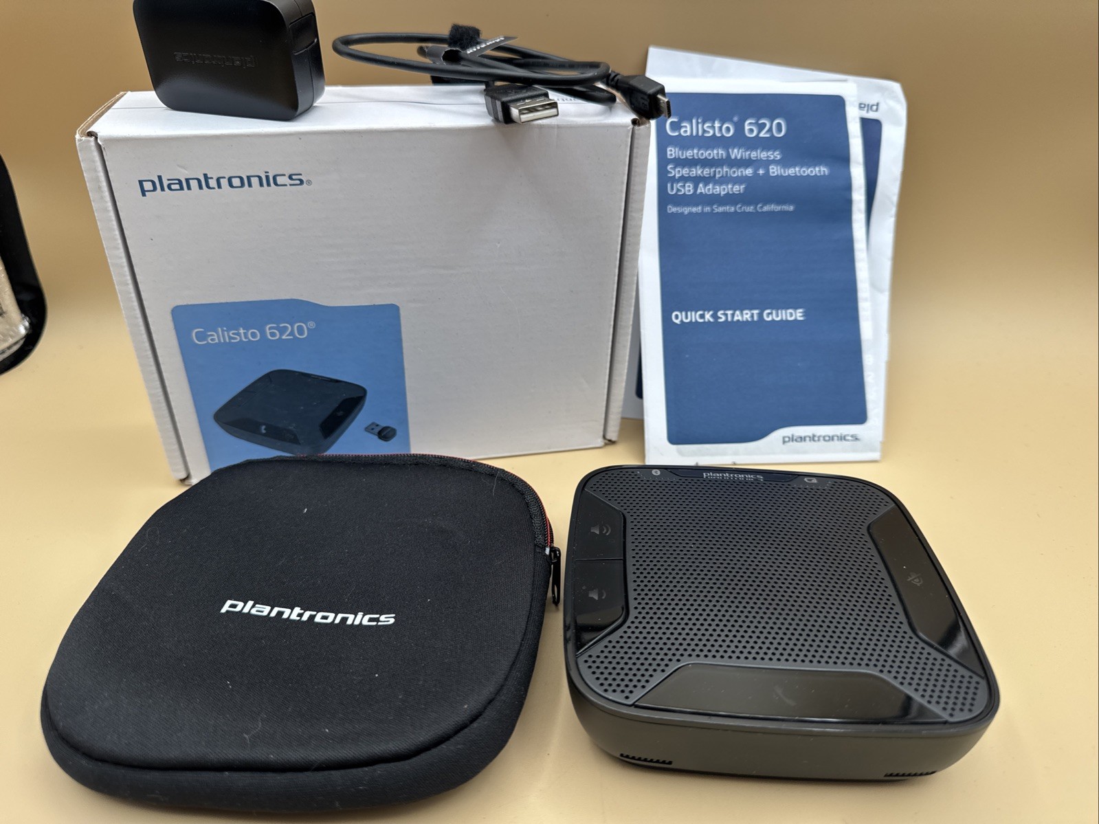 Plantronics P620S Calisto 620 USB Bluetooth Speaker Kit w Box, Dongle, Case +++