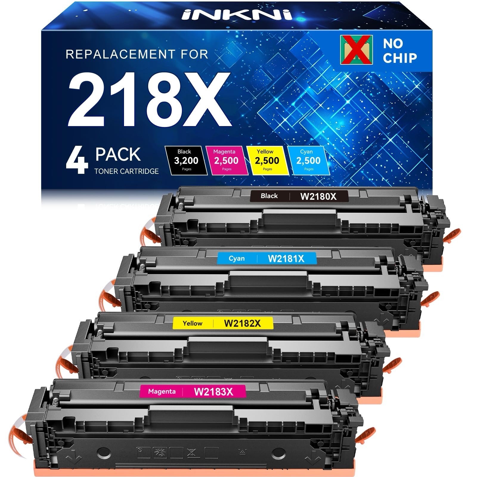 InkNI 218X Toner 4 Pack High Yield No Chip For HP Color LaserJet 3301