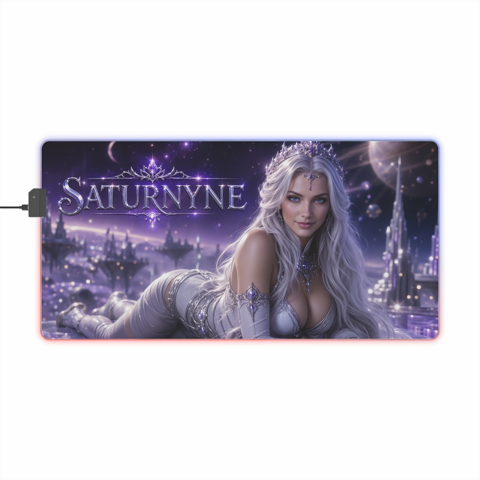 Saturnyne Gaming Mouse Pad RGB LED Desk Mat PC Keyboard Gamer Accessories
