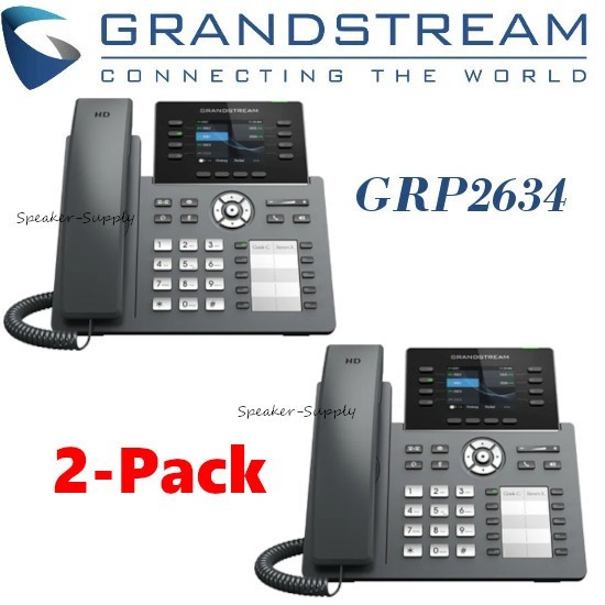 2 Pack Grandstream GRP2634 8-Line 4 SIP Office IP Phone PoE Bluetooth Gigabit