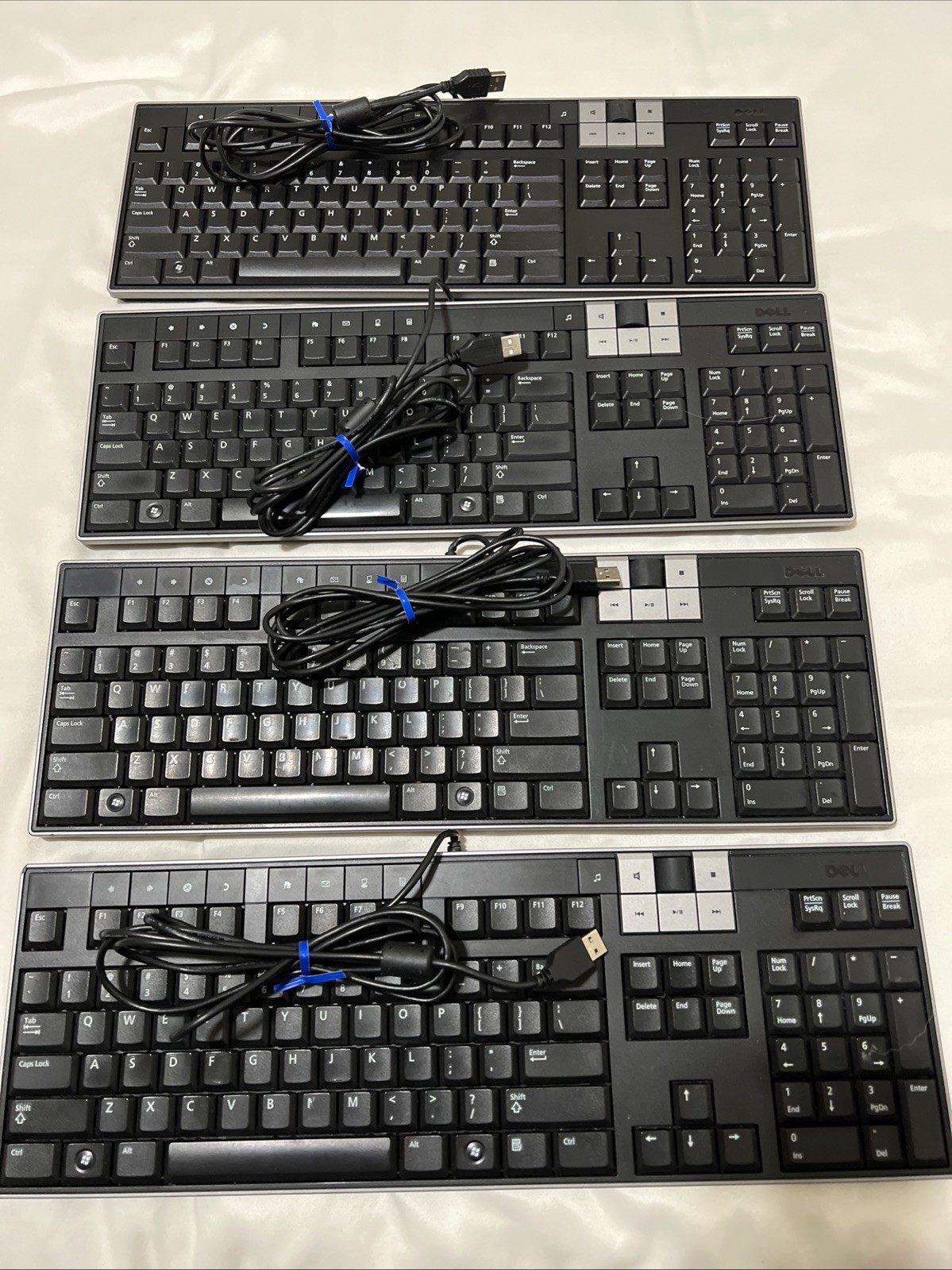 Lot Of 4 Genuine Dell Y-U0003-DEL5 U473D 2 USB Ports Multimedia Keyboard