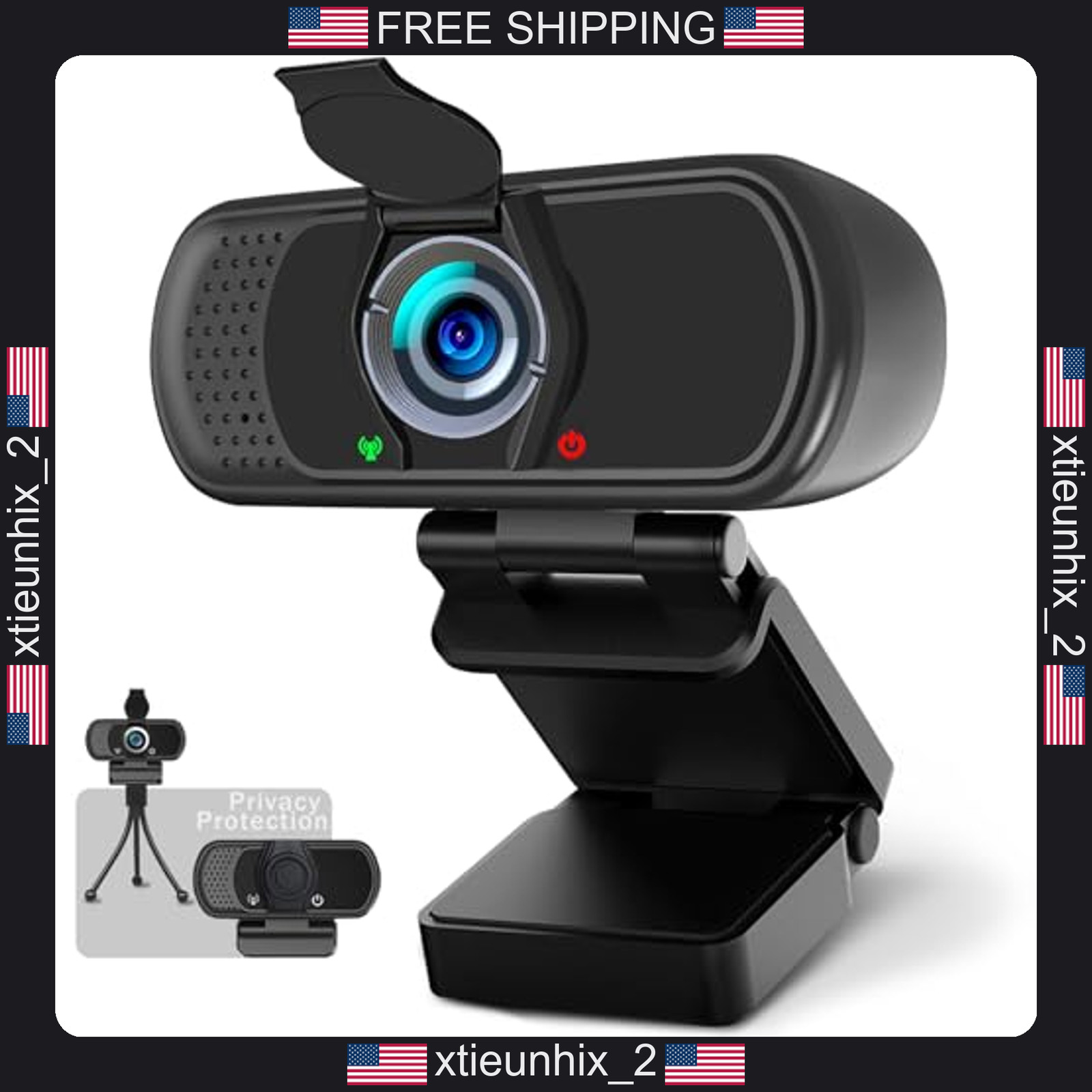 1080P Webcam with Microphone, Wide Angle, Plug & Play for Windows Mac