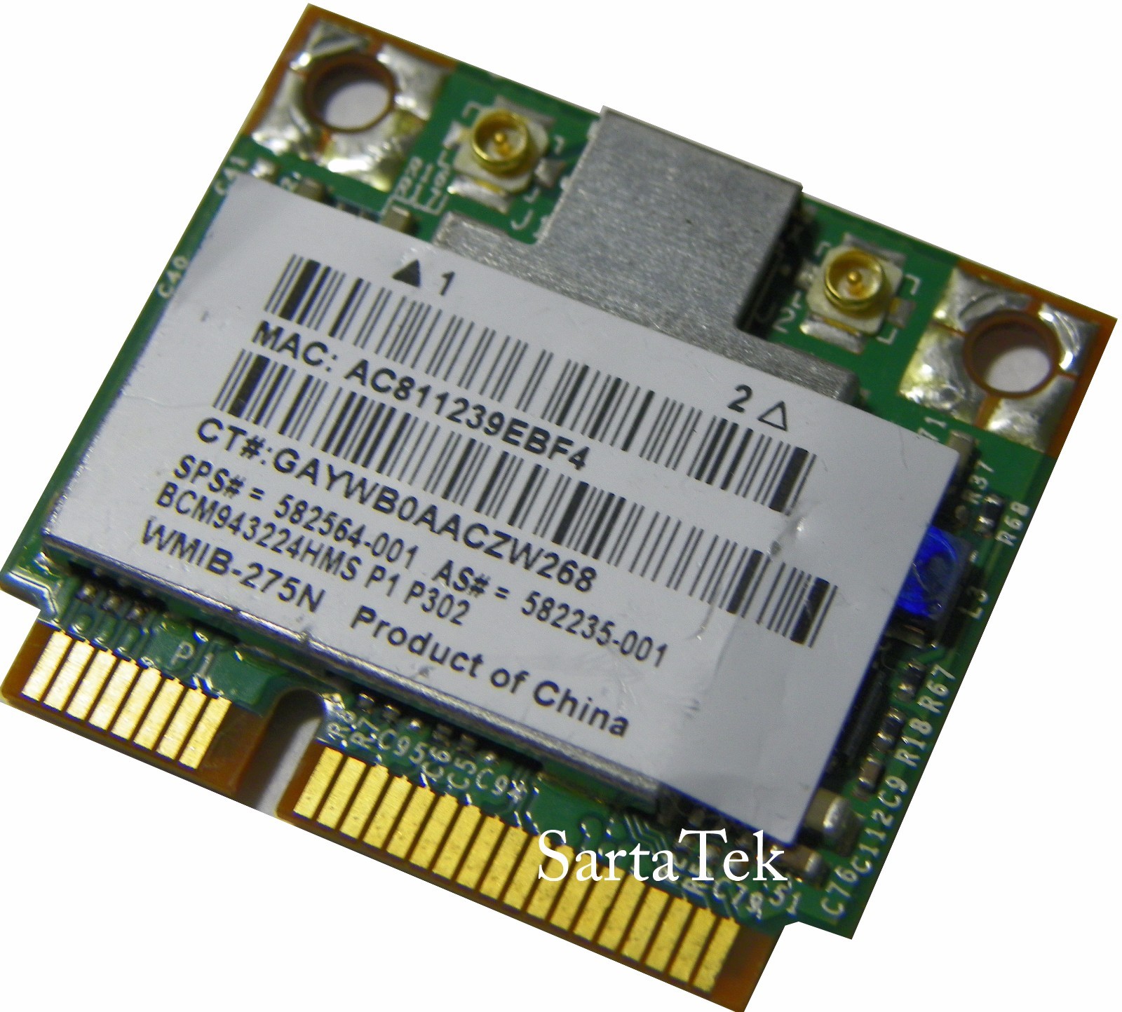 New OEM HP 582564-001 802.11a/b/g/n Half PCIE BCM943224HMS WMIB-275N BCM4324