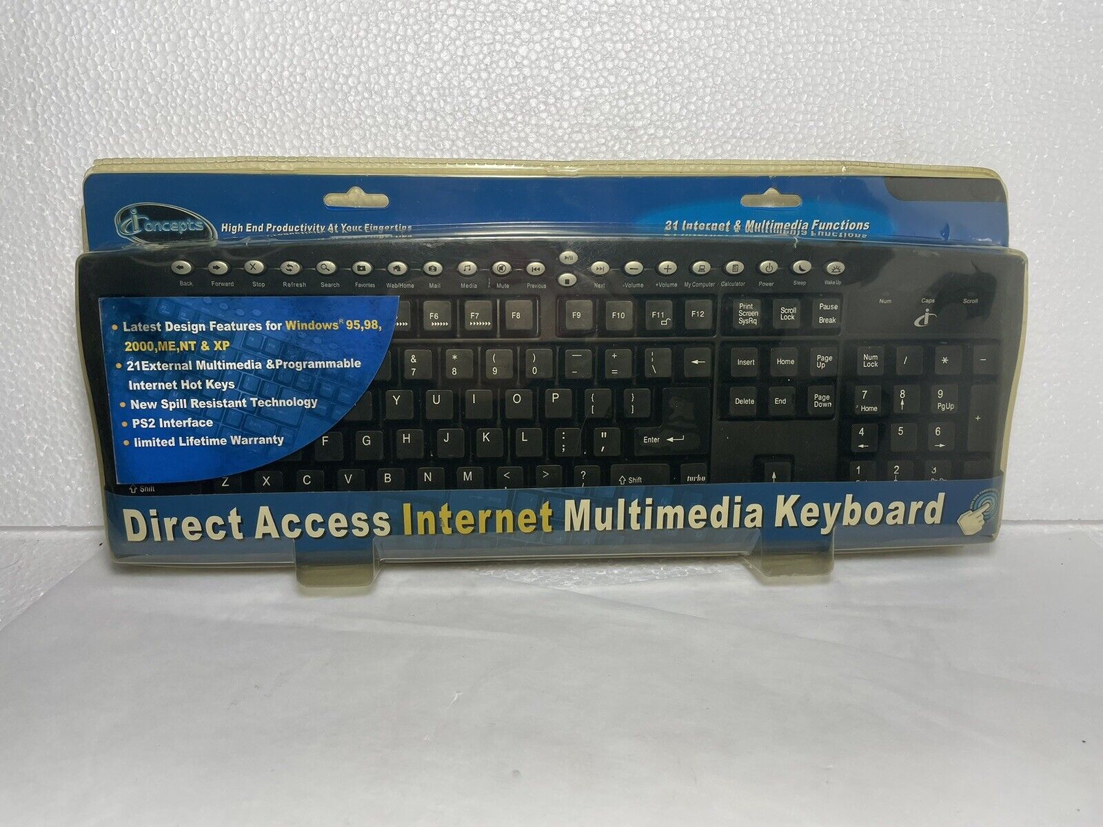 Vintage 2003 IConcepts Direct Access Internet Multimedia Keyboard New
