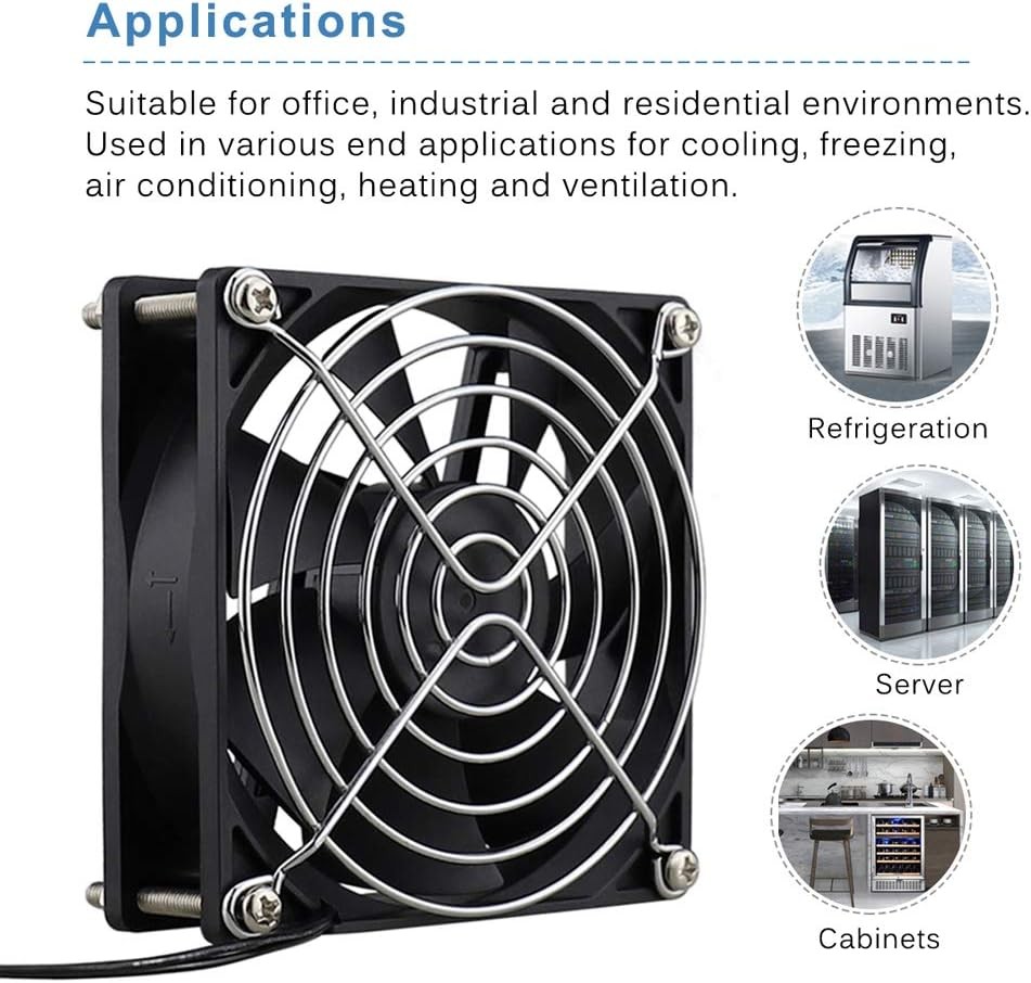 90Mm EC Axial Cooling Fan 92Mm X 25Mm AC 110V 115V 120V 220V 240V Dual Ball