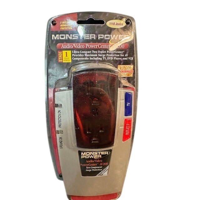 Monster Power AV200 Audio Video PowerCenter 2 Outlet Surge Protector 1110 Joules