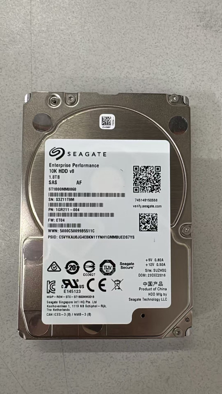 Seagate ST1800MM0068 1.8TB 12G SAS 10K 2.5" SFF HARD DRIVE 1GR211-004