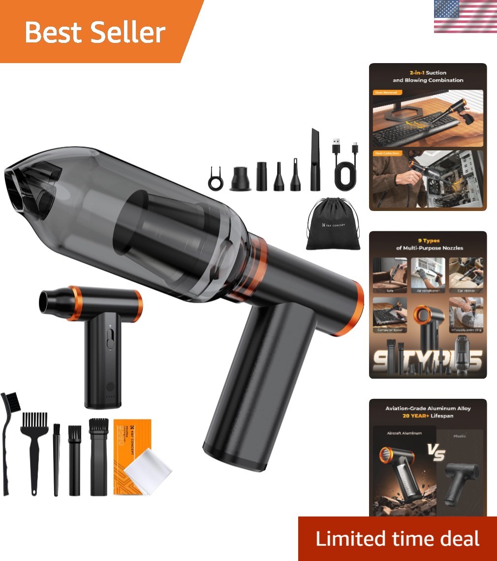 Ultimate 2-in-1 Air Duster & Vacuum - 180-Minute Battery Life for Quick Cleaning