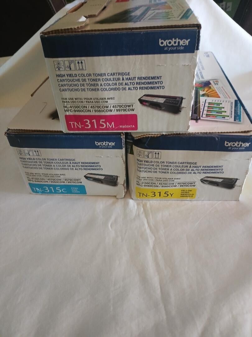 Set of 3 New Genuine Brother TN-315 High Yield Color CYM Toner Cartridges