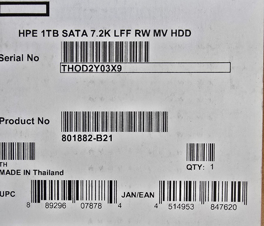 801882-B21 - HPE 1TB 7.2K SATA III 3.5 LFF ENTERPRISE MDL 6G HARD DRIVE HDD