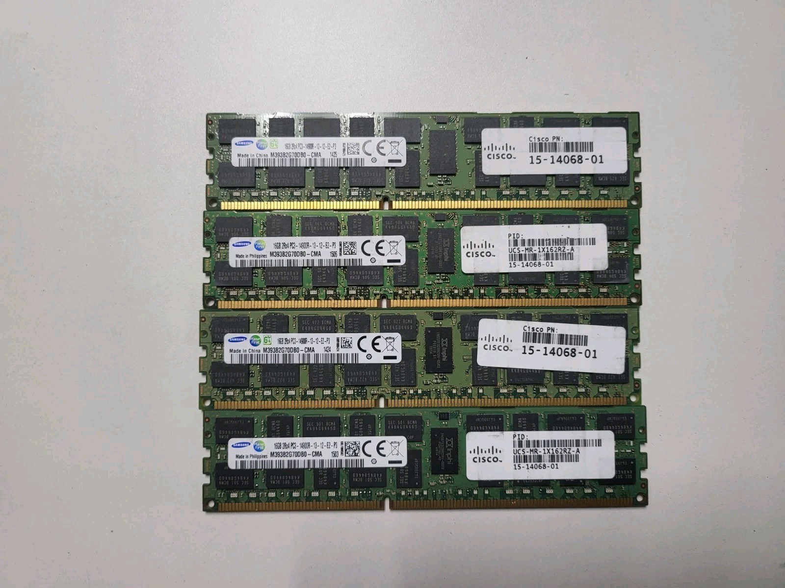 Lot 4x 16GB (64GB) Samsung M393B2G70DB0-CMA PC3-14900R DDR3 ECC RDIMM Server RAM