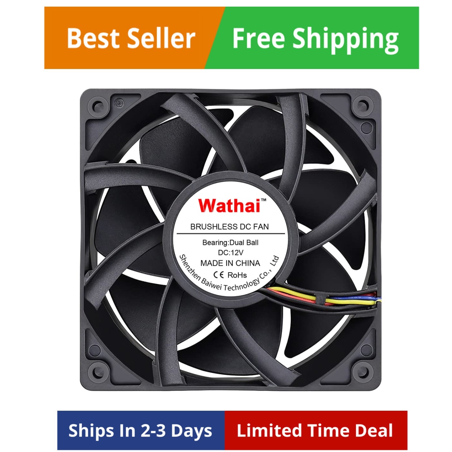 12038 120mm x 38mm PWM Computer PC Case Fan 12V 4pin 5300rpm 230 CFM High Air...