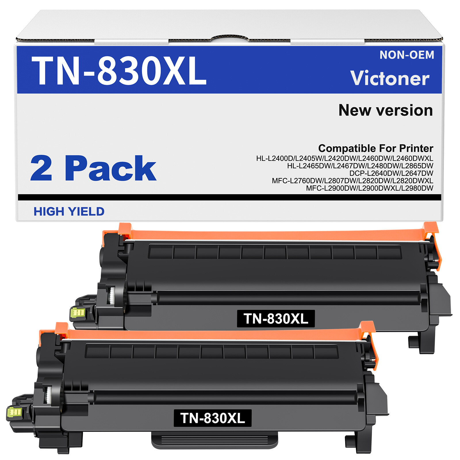 2x TN830XL Toner Compatible with Brother TN830 XL DCP-L2647DW MFC-L2760 HL-L2400