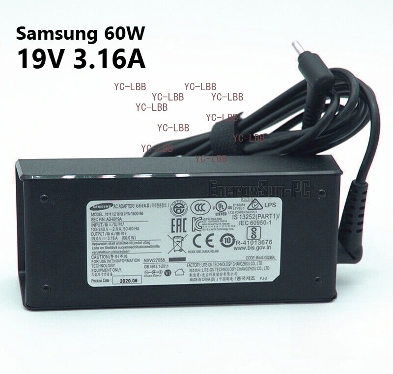 Original Samsung AD-6019A 19V 3.16A PA-1600-96 350XAA 55X0AA 340XAA AC Adapter
