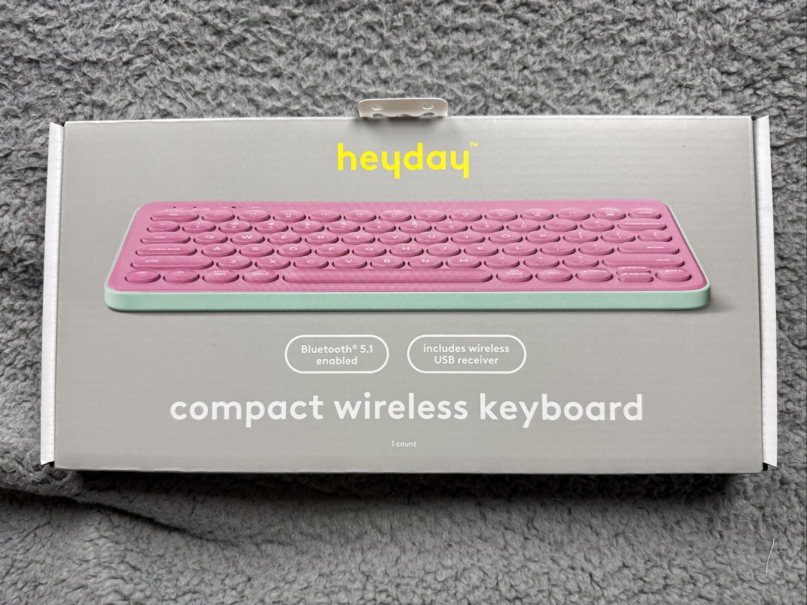 heyday Compact Wireless Keyboard Bluetooth 5.1 USB Receiver - Candy Pink