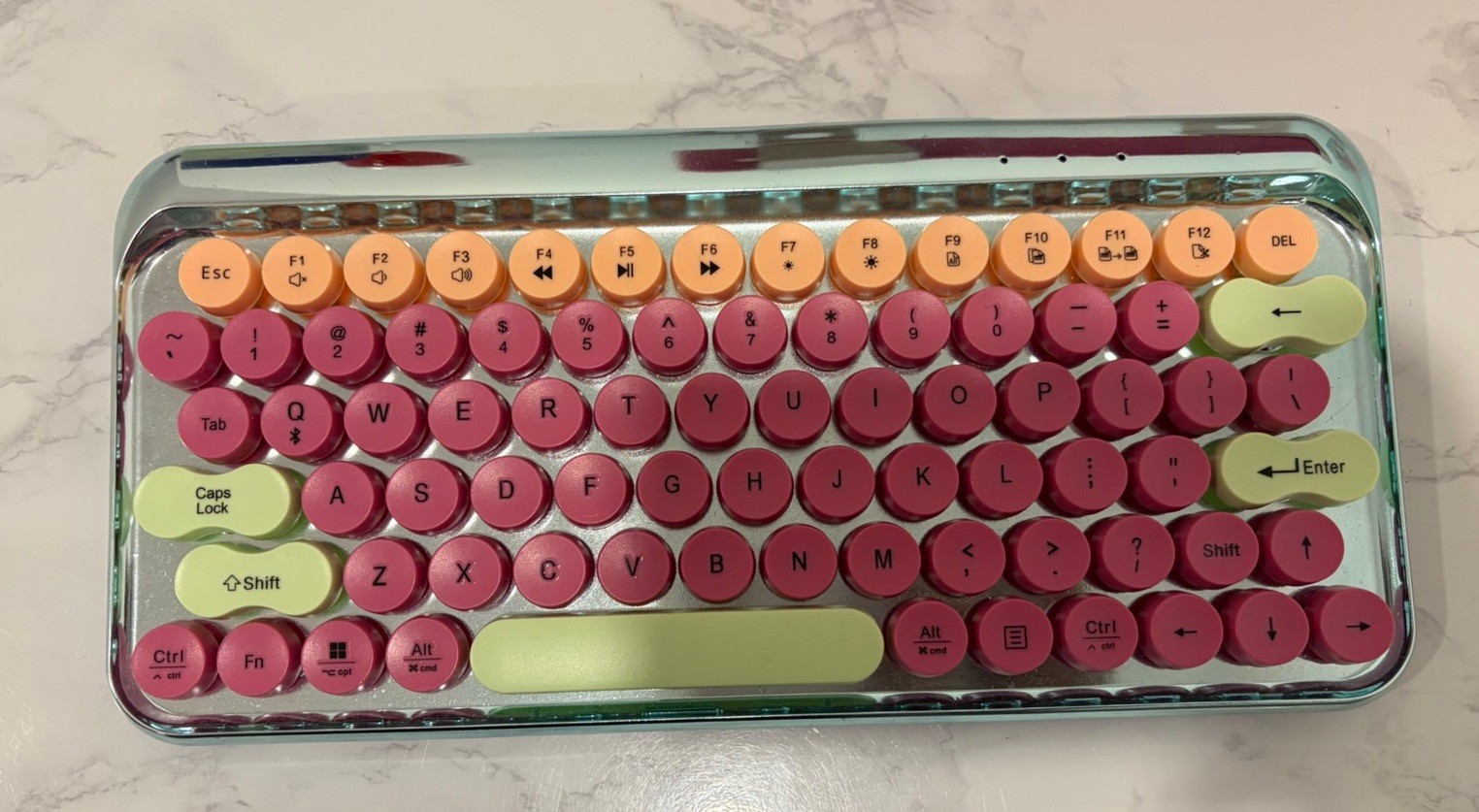 Wireless Retro Style Multicolor Keyboard K68-01 Portable Pink Green Orange