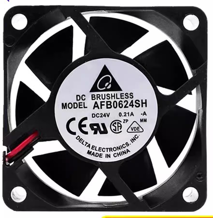 Delta AFB0624SH 6025 24V 0.21A 6CM 2-Wire Dual Ball Cooling Fan