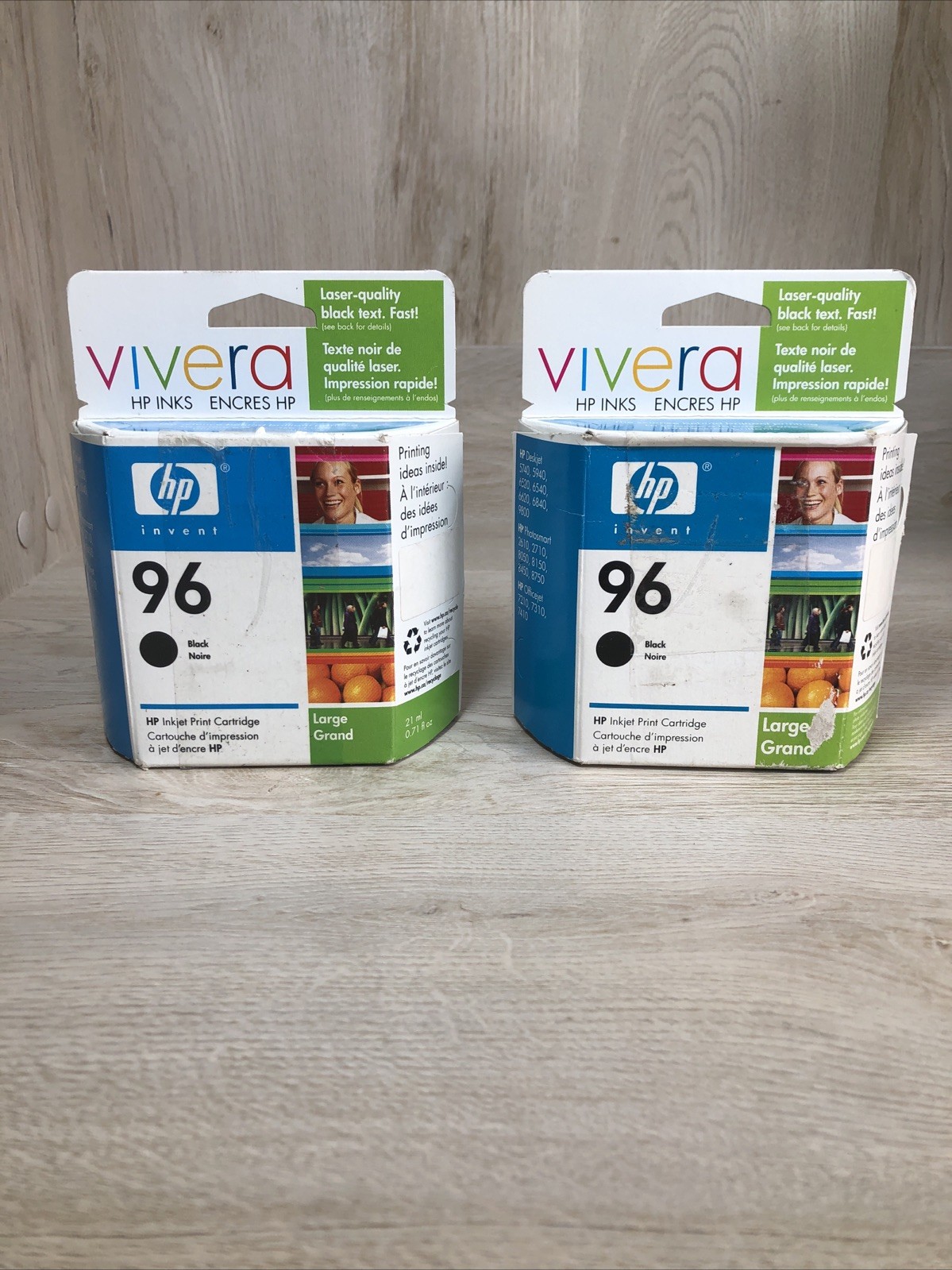 Lot Of 2 Genuine HP Vivera 96 Black Ink Cartridges Exp 04/2007 NEW