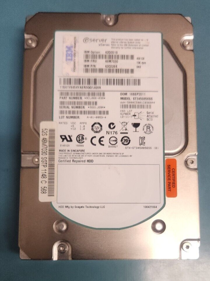 IBM SystemX 46M7030 450 GB 15K 3.5" SAS Hard Drive HDD