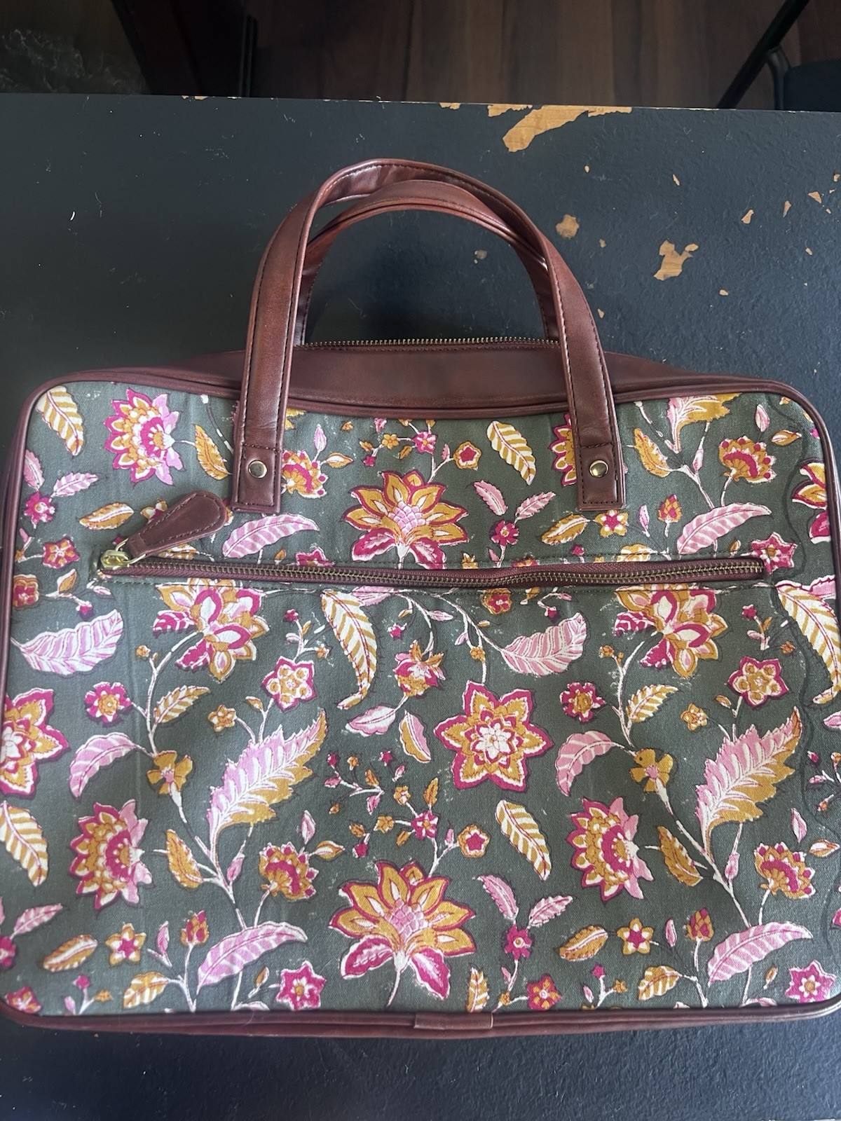 Boho Floral Laptop Bag Jaipur Basta CanvasTote Sleeve Case Vegan Leather Trm