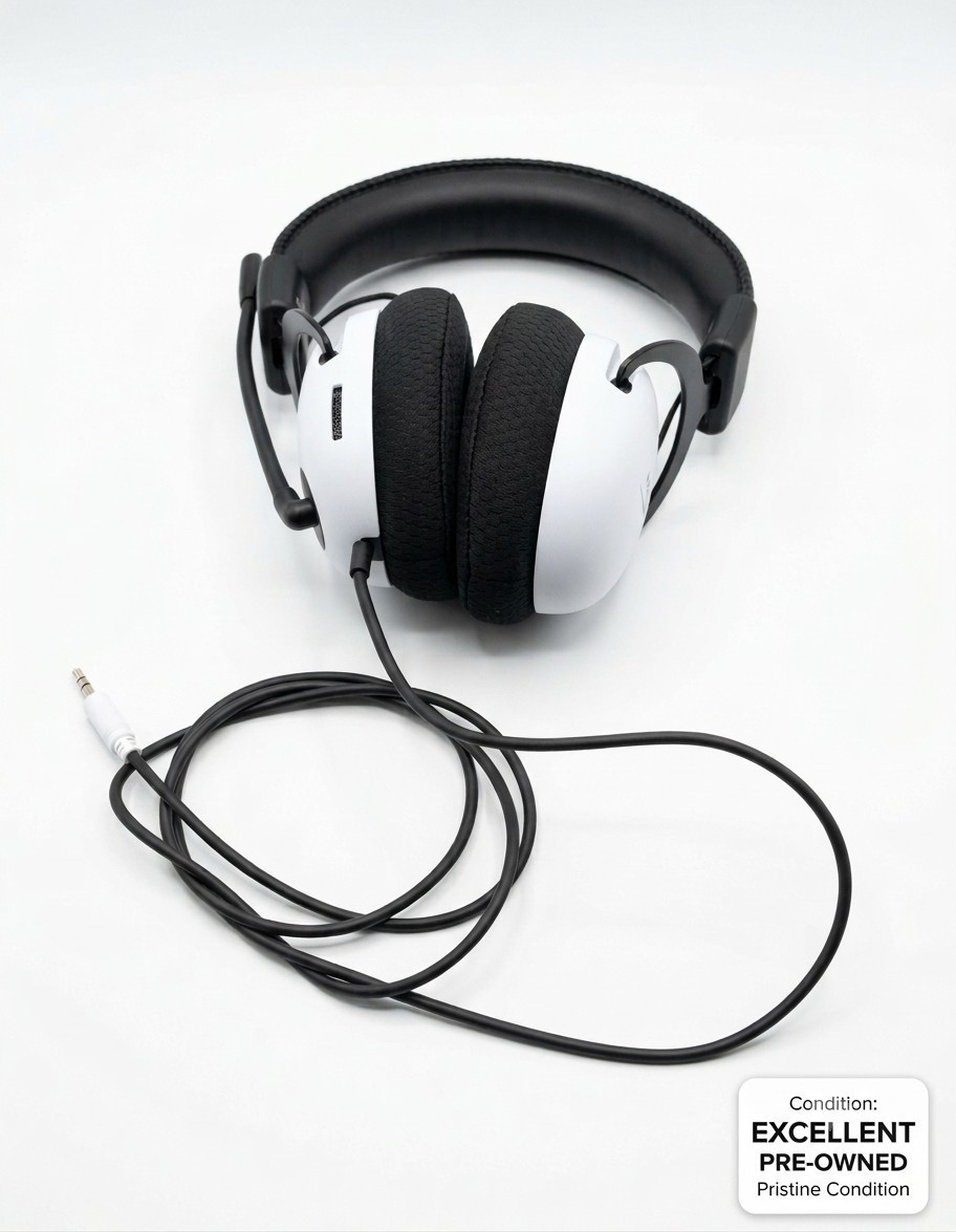 White/Black Wired On-Ear Headset w/ Adjustable Headband, 3.5mm Jack