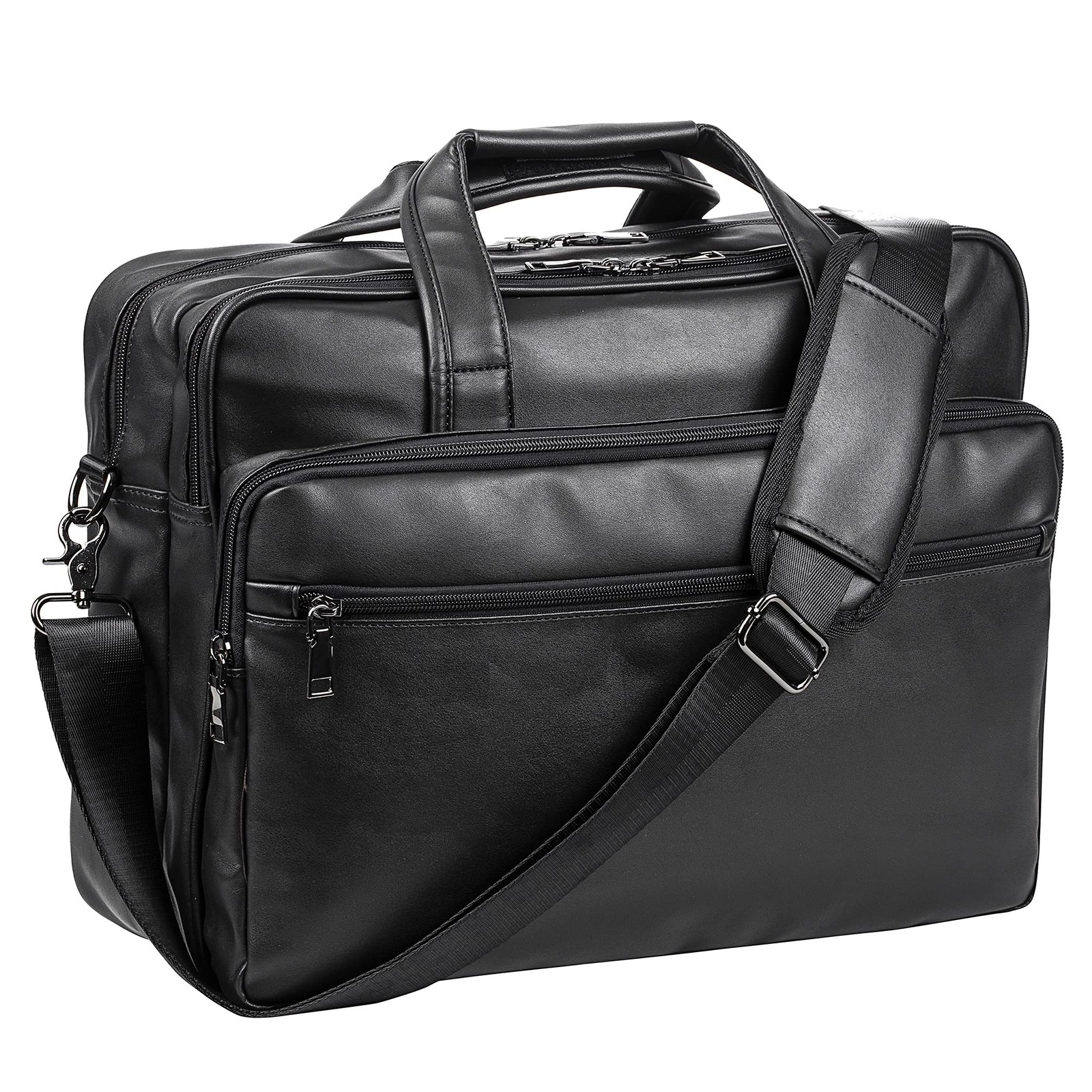 Leather Laptop Bag, Men's 15.6 Inches Messenger Briefcase Business Satchel Co...