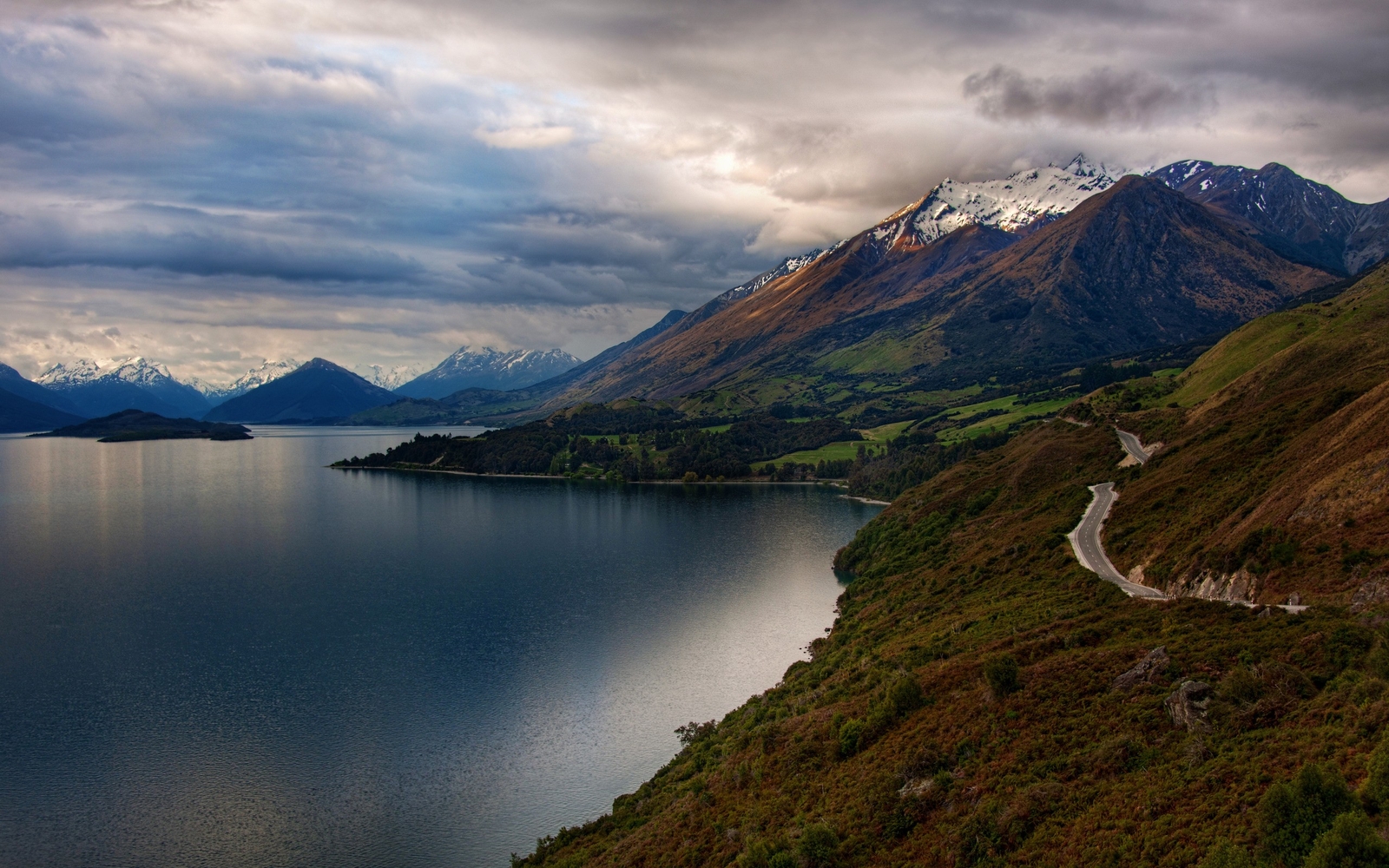Landscape nature lake mountains overcast new zealand Custom Gaming Mat Desk