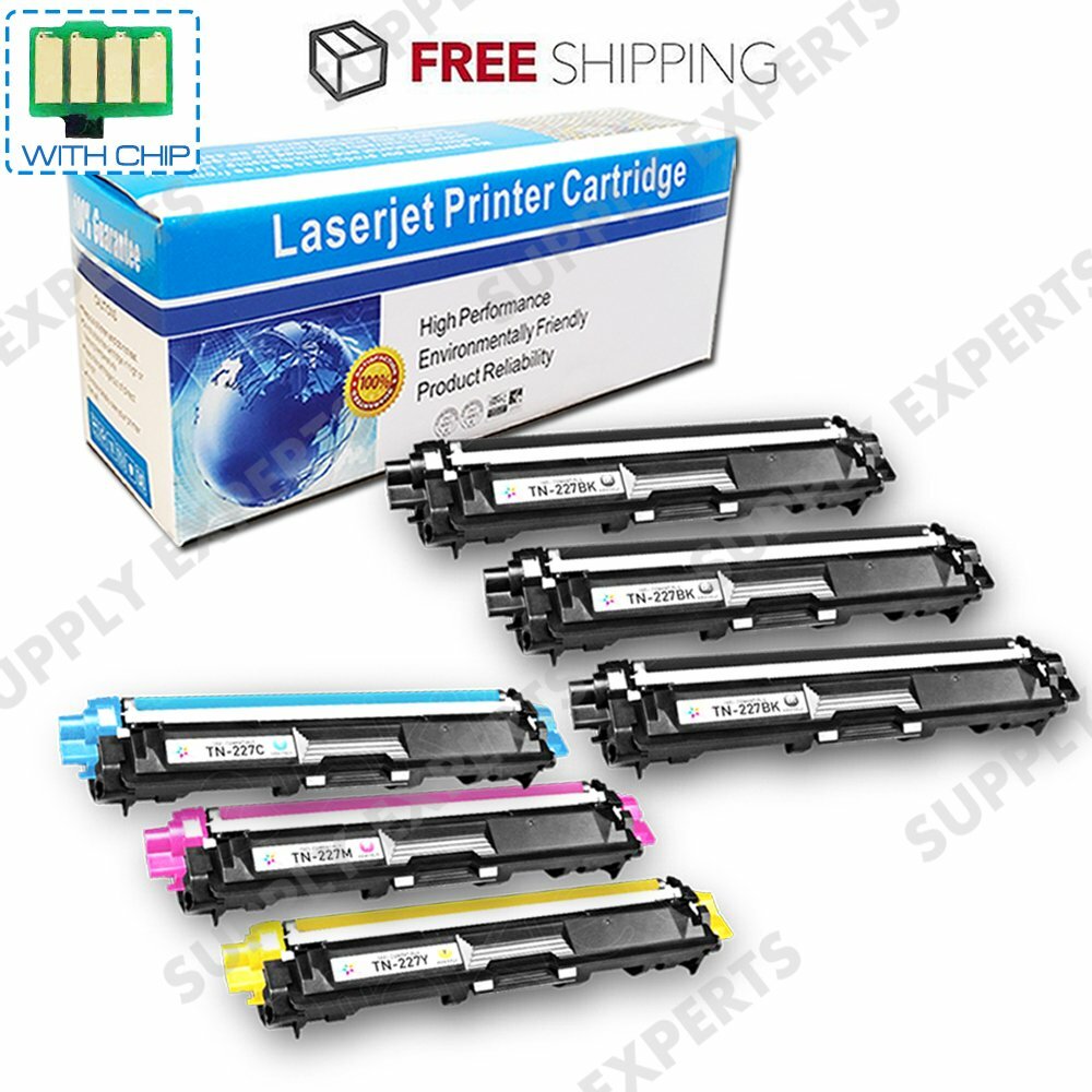 6PK TN227 TN223 BK CMY Set + 2 BK w/Chip for Brother HL-L3290CDW
