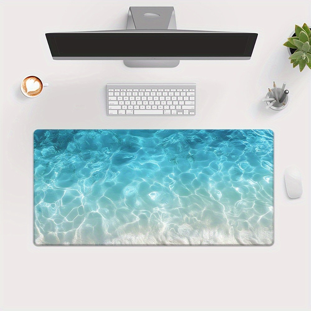 1pc Extra Large Blue Glowing Ocean Gaming Mouse Pad- Non-Slip Desktop Mat Decor√
