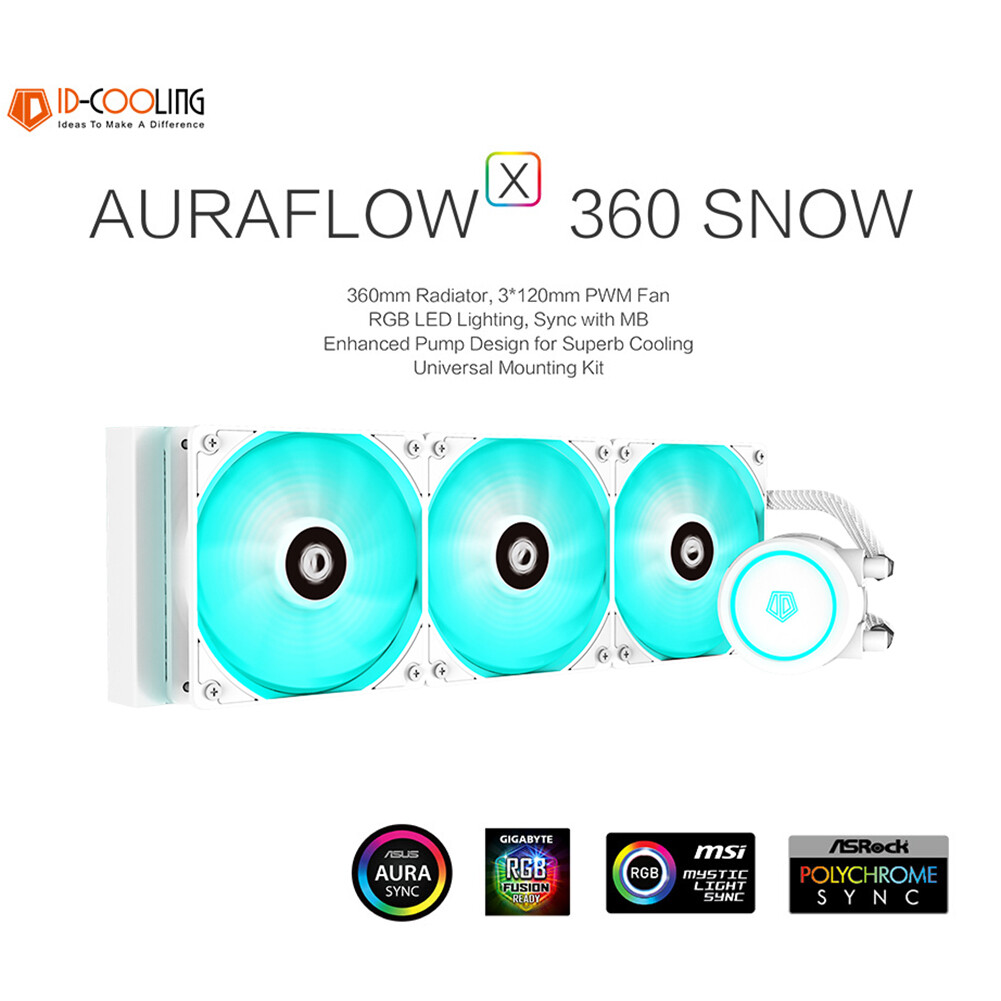 Liquid CPU Cooler White 360mm PWM RGB AURA All-In-One Water Cooling Radiator PC