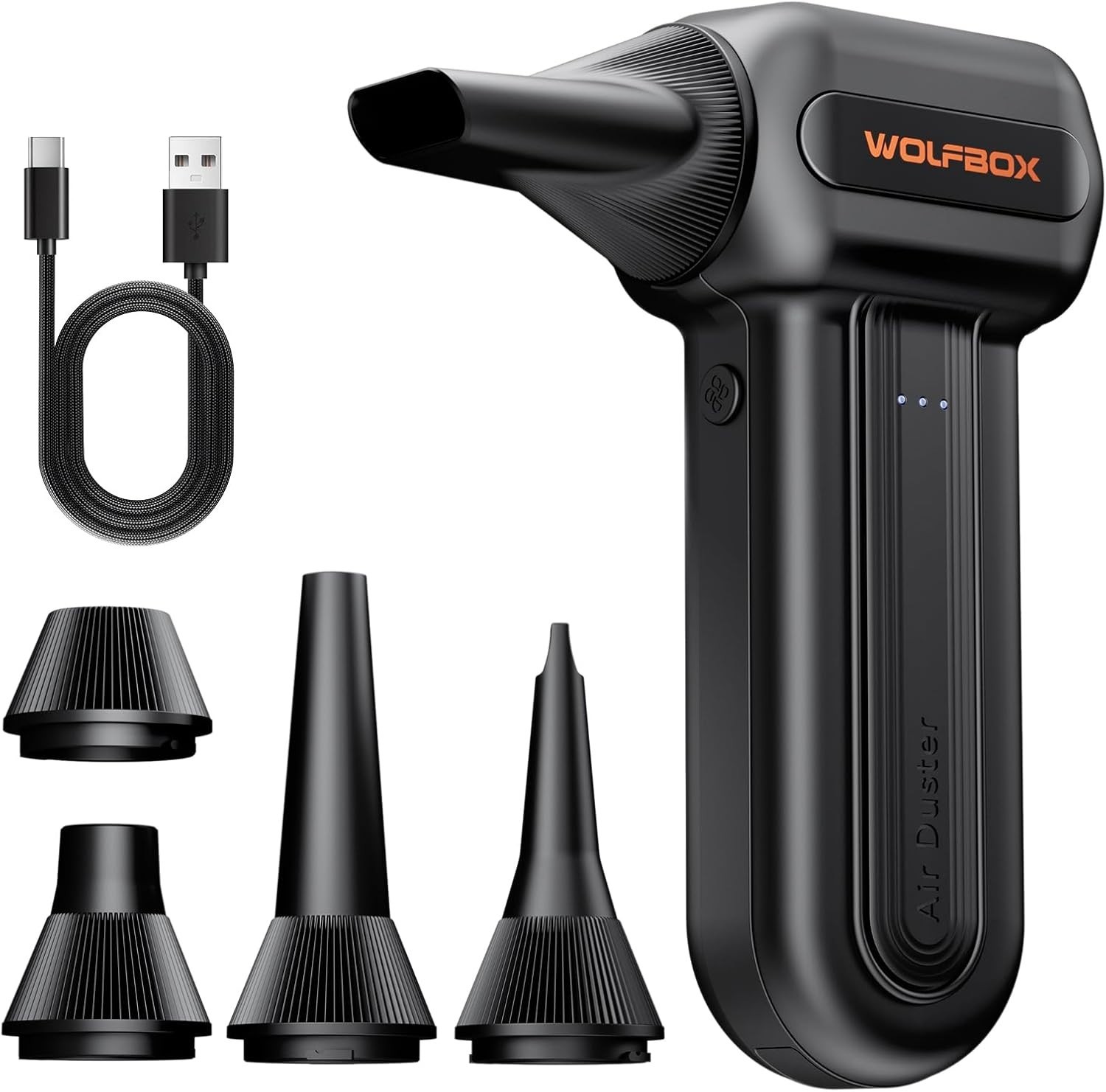 WOLFBOX MF60 Cordless Electric Air Duster 110000 RPM 3-Speed with 5 Nozzles
