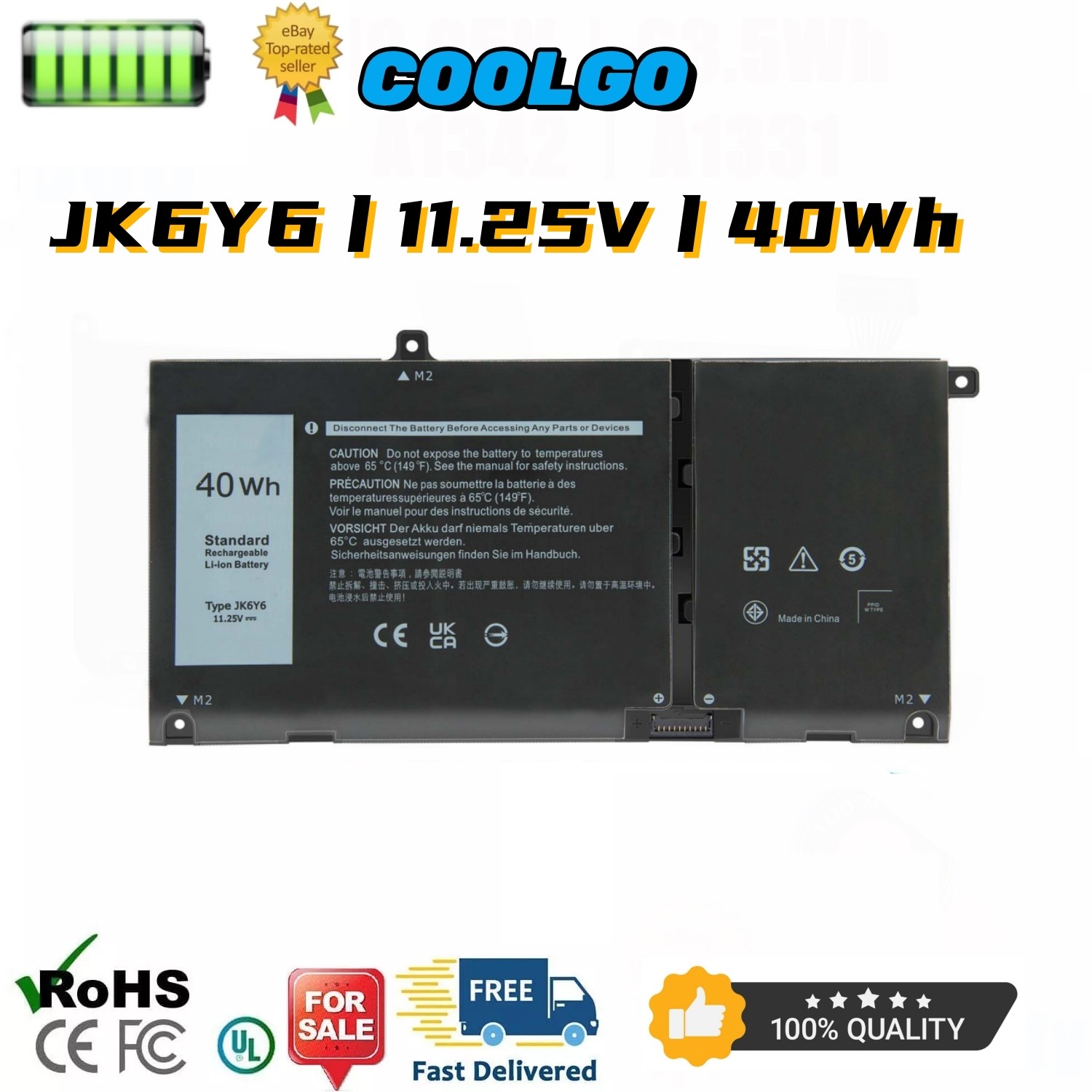 🧡Lot 10 JK6Y6 Laptop Battery For Dell Latitude 3410 3510 Vostro 5300 5401 5501