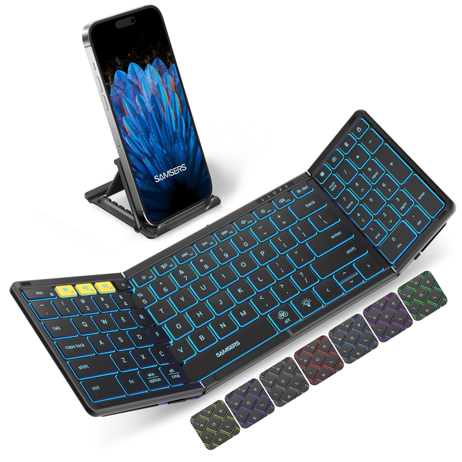 Samsers FullSize Backlit Foldable Bluetooth Keyboard with Numeric pad