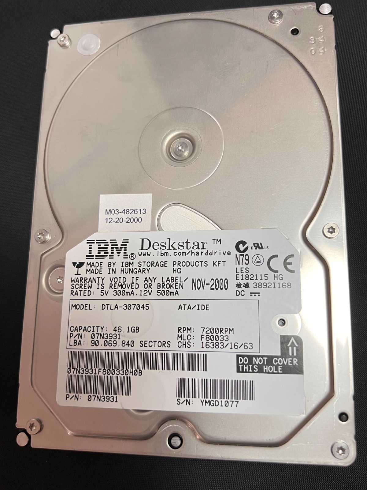IBM DeskStar Model DTLA-307045  46.1 GB Hard Drive 3.5 HDD