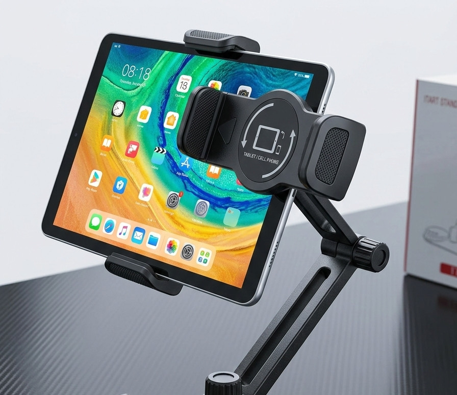 ITART Foldable Aluminum Tablet Stand - Dual Suction Cup Base - For iPad/Phone