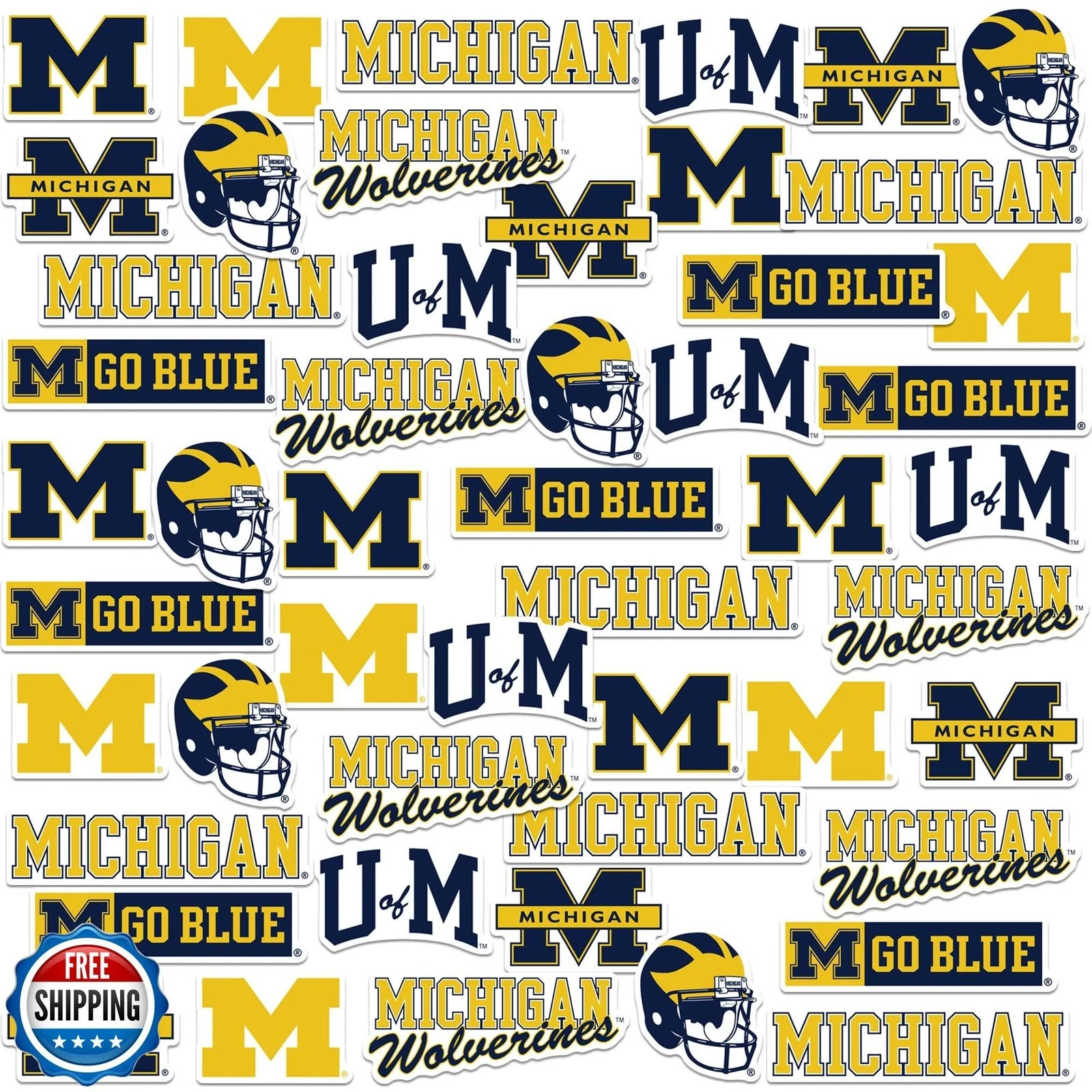 University of Michigan 50CT Vinyl Large Deluxe Stickers Variety P