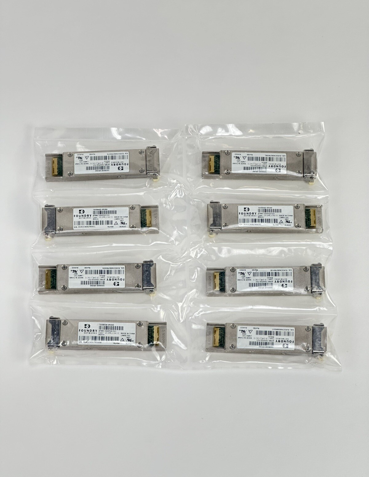 Lot of 8x Foundry Avago 10G-XFP-SR 10GBASE-SR/SW AFBR-720XPDZ-FD1 Transceiver