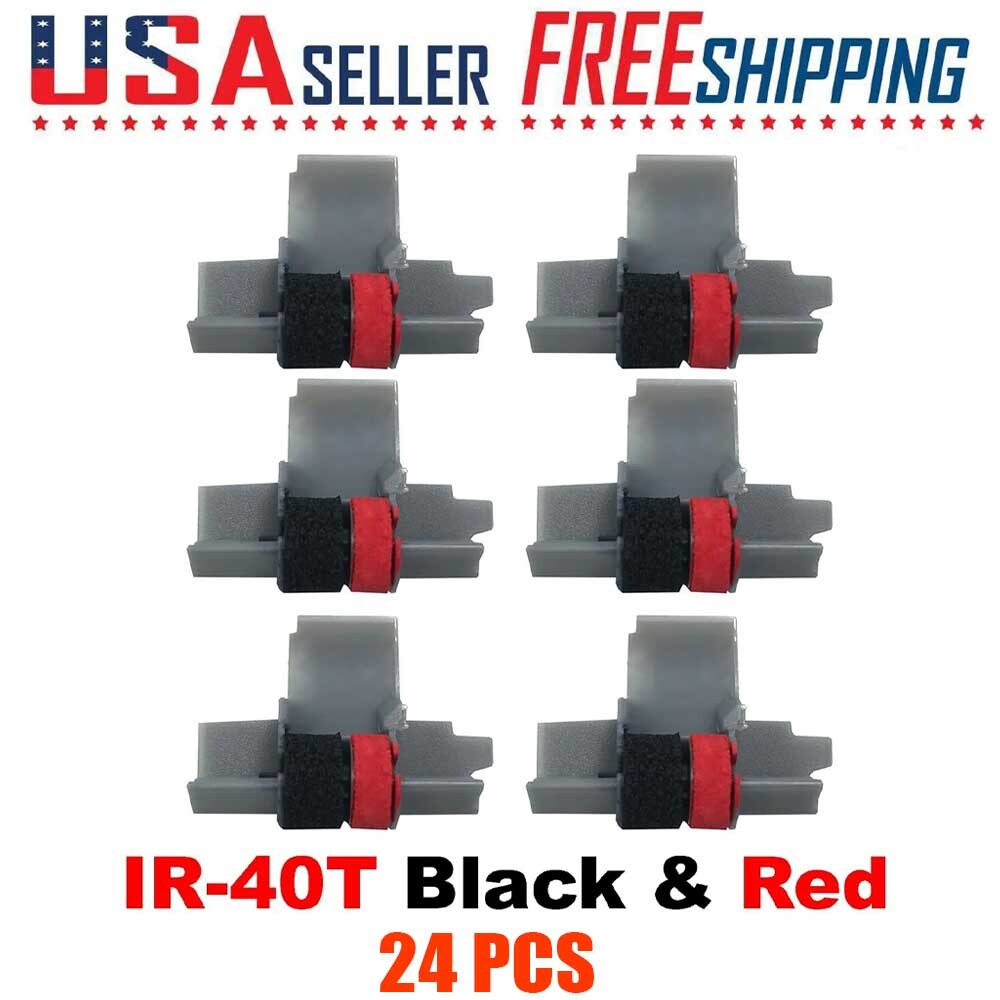 24pcs IR-40T Black & Red Calculator Ink Rollera for CP13 NR42 IR40T Sharp Casio