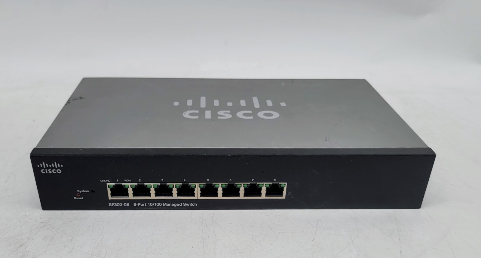 Cisco SF300-08 8 Port 10/100 RJ45 Managed Network Switch no power adapter
