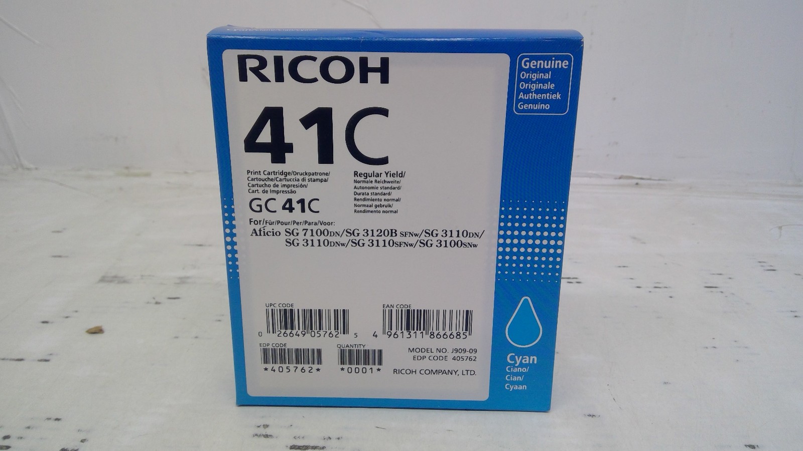 Genuine Ricoh GC 41C Cyan Ink Cartridge 405762