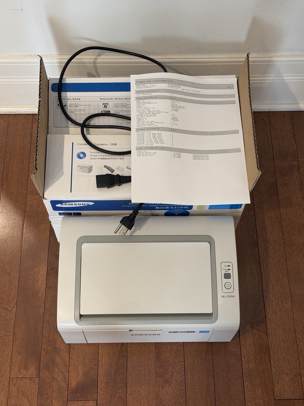 -US Duty Paid- Samsung ML-2165W Wireless Mono Laser Printer 134 Pages Only Boxed