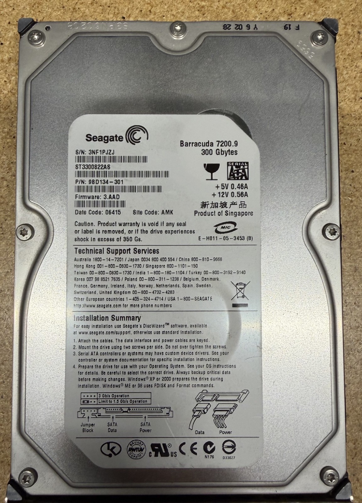Seagate Barracuda 7200.9 300GB 3.5'' SATA HDD Hard Drive ST3300822AS