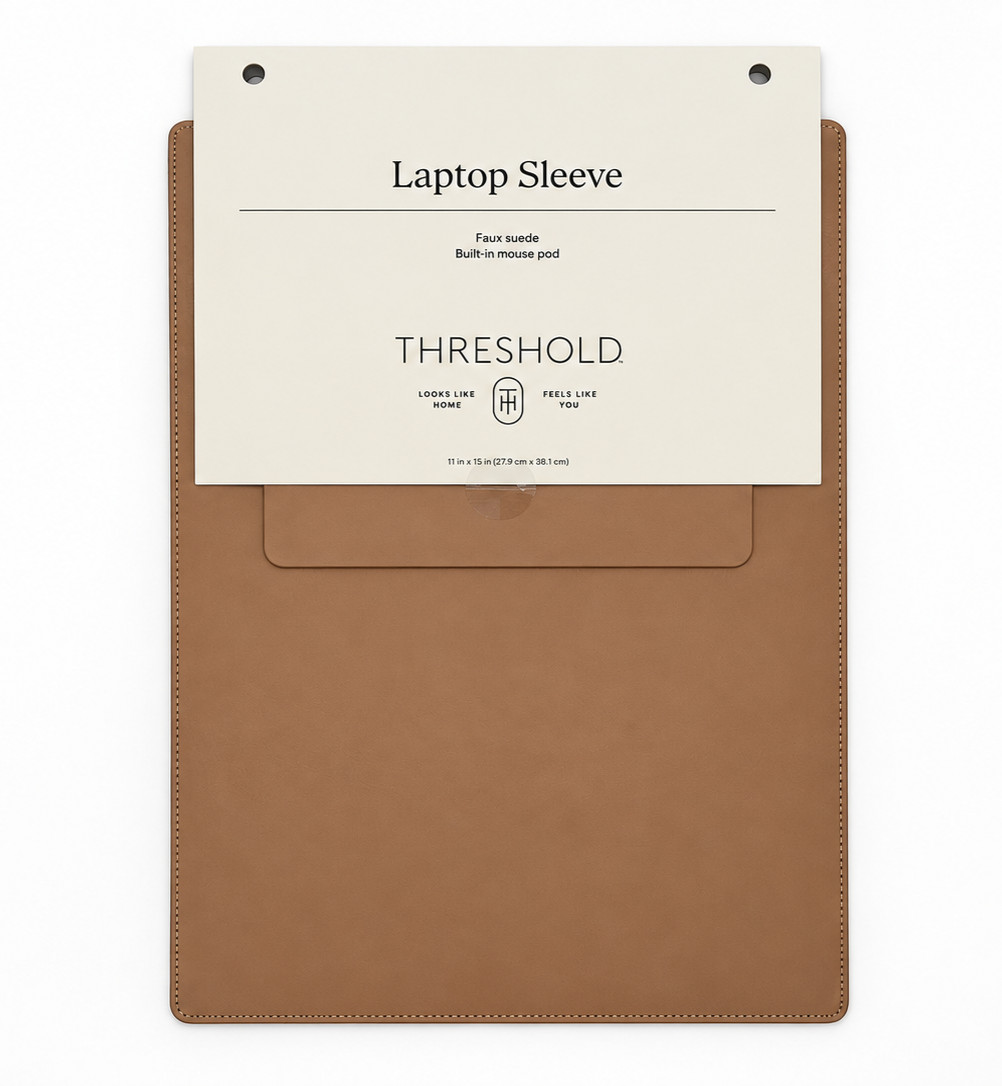 Threshold Faux Suede Laptop Sleeve Built-In Mouse Pad Brown 15" New