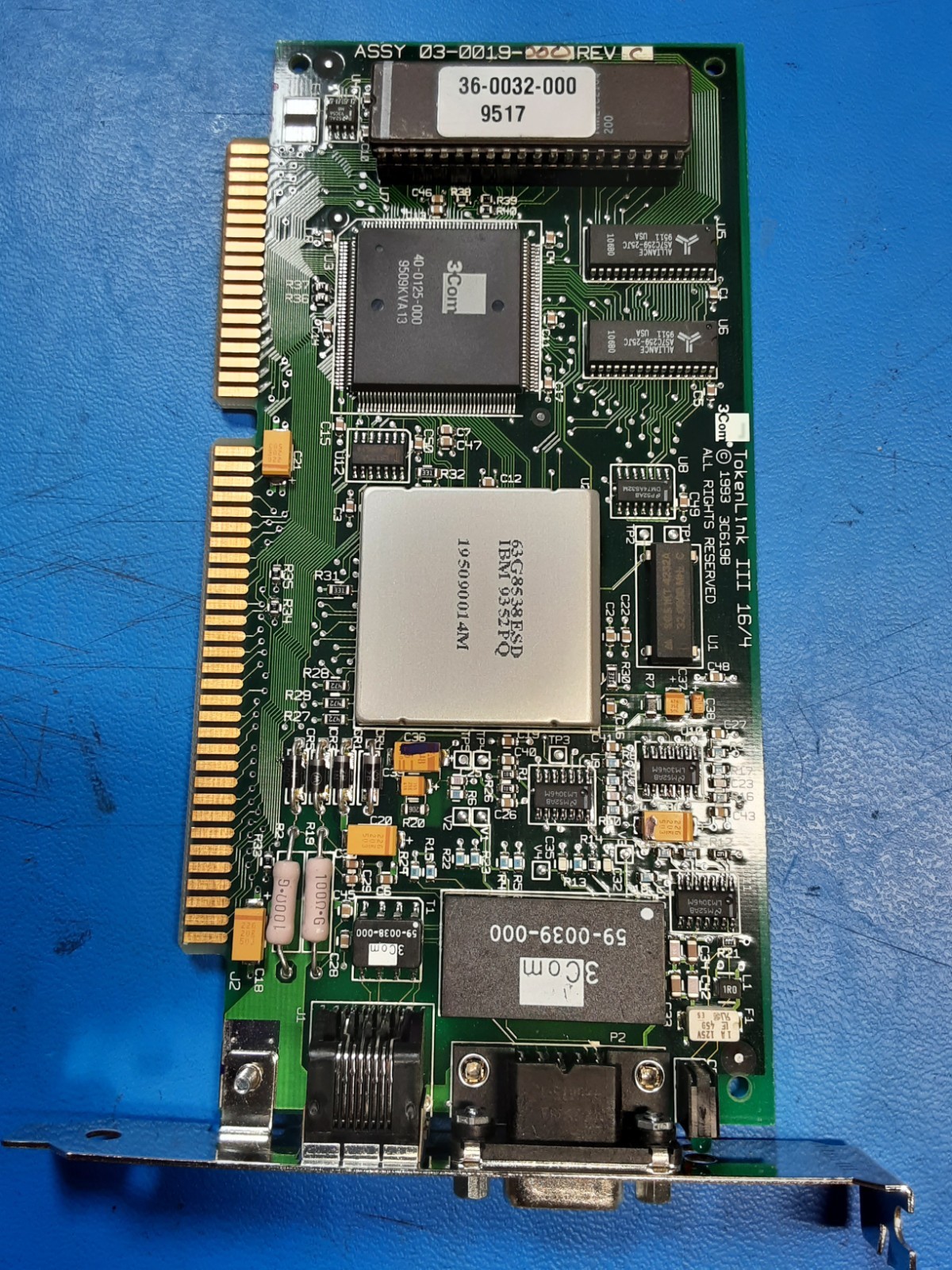 3COM 3C619B TokenLink III 16/4 16‑Bit ISA Network Adapter 36-0032-000 / 03-2019