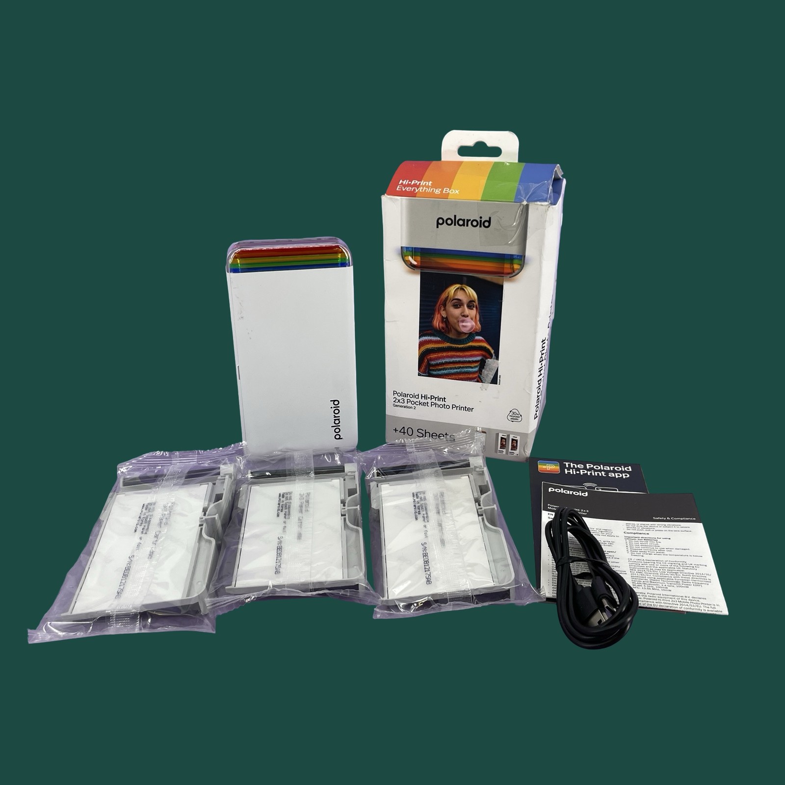 Polaroid Hi-Print 2x3 Pocket Bluetooth Photo Printer White #U8087