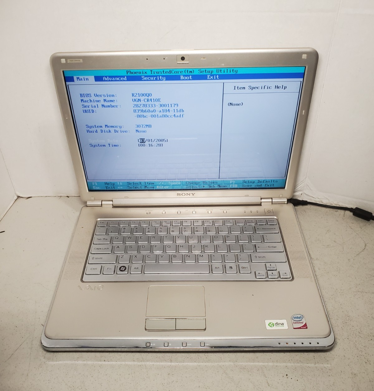 SONY Vaio VGN-CR410E PCG-5K1L 3GB RAM No HDD/SSD/OS #69