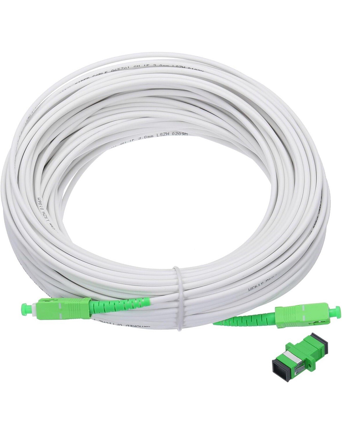 98.4Ft Fiber Optic Patch Cable Single Mode Simplex Armored Jumper Optical White