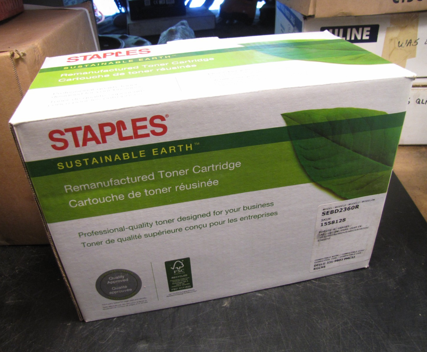 Staples Sustainable Earth SEBD2360R Dell Black Toner Cartridge 1558128 New