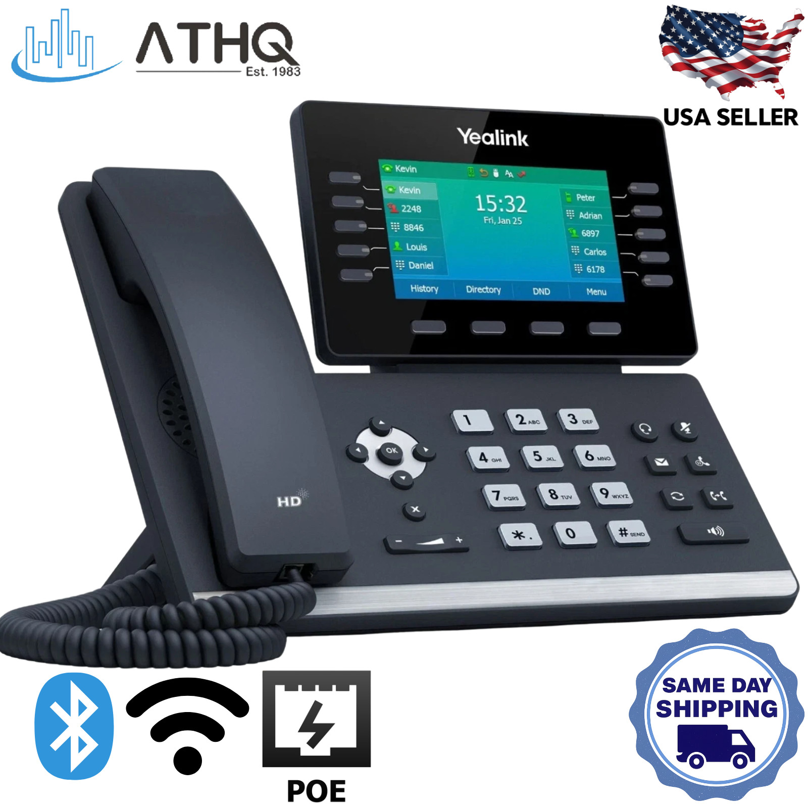 Yealink SIP-T54W 16-Line Color Display Business VoIP Phone Bluetooth Wi-Fi PoE