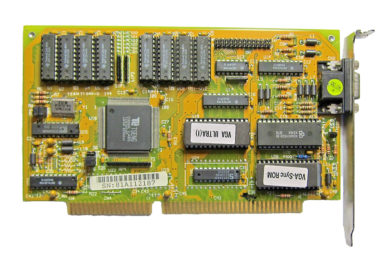 Genuine Vintage Very Rare Collectable Tseng ET4000AX 16-Bit ISA VGA Video Card